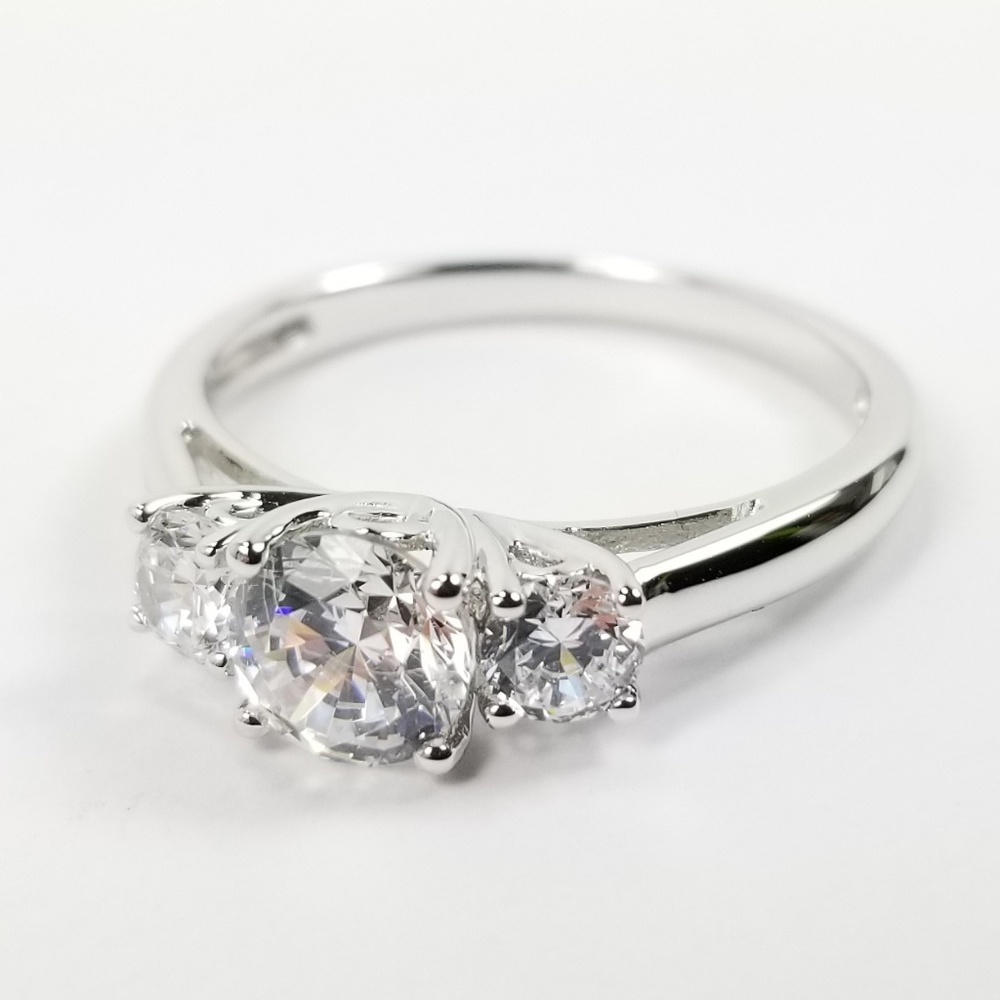 Epiphany Platinum & Silver Diamonique 3 Stone Ring